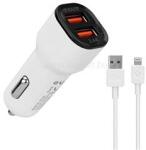 S-Link Autós töltő - SL-EC30L (2db USB, 5V/2.4A/3, 4A, 17W, Lightning, 100cm adat+töltőkábel, fehér) (S-LINK_35680) (S-LINK_35680)