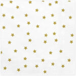 PartyDeco Szalvéta, fehér, arany csillagos, 33x33cm, 20 darab/csomag