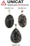  Pandantiv Obsidian Fulg de Zapada Natural cu Metal Alpaca - Picatura - Oval - 50-53 x 24-30 x 5-7 mm - 1 Buc