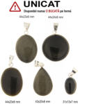  Pandantiv Obsidian Auriu Natural cu Metal Alpaca - Picatura - Oval - Disc - 31-44 x 13-24 x 6-8 mm - 1 Buc