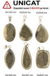  Pandantiv Pirita Druzy Natural cu Metal Alpaca - Picatura - Dreptunghi - 40-50 x 16-20 x 5-9 mm - 1 Buc