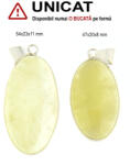  Pandantiv Cuart Lemon Natural cu Metal Alpaca - Oval - 47-54 x 20-23 x 8-11 mm - 1 Buc