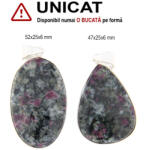  Pandantiv Eudialit Natural cu Metal Alpaca - Oval - Picatura - 47-52 x 25 x 6 mm - 1 Buc