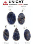  Pandantiv Sodalit Natural cu Metal Alpaca - Picatura - Oval - 43-47 x 16-25 x 5-7 mm - 1 Buc