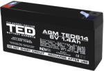  Acumulator AGM VRLA 6V 1, 4A dimensiuni 97mm x 25mm x h 54mm F1 TED Battery Expert Holland TED002839 (40) (AC.GS.6V.BK1.1.4.0001)