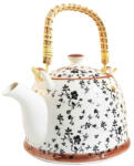 Teapot Ceainic Ceramic Negru, cu maner din bambus, 800 ml