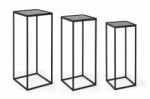 Bizzotto Set 3 masute fier negru Nucleos 24x24x65 cm, 28x28x70 cm, 31x31x75 cm (0740382) Masa de cafea