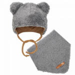 NEW BABY Téli baba sapka és nyakba való kendő New Baby Teddy bear szürke 74 (6-9 h)