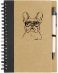 Kutya jó jegyzetfüzet Francia bulldog, környezetbarát 14x18cm + toll, 60lap vonalas, natúr/fekete