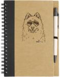 Kutya jó jegyzetfüzet Szamojéd, környezetbarát 14x18cm + toll, 60lap vonalas, natúr/fekete