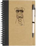 Kutya jó jegyzetfüzet Airedale terrier, környezetbarát 14x18cm + toll, 60lap vonalas, natúr/fekete
