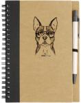 Kutya jó jegyzetfüzet Boston terrier, környezetbarát 14x18cm + toll, 60lap vonalas, natúr/fekete