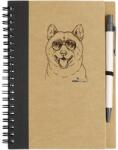 Kutya jó jegyzetfüzet Shiba inu, környezetbarát 14x18cm + toll, 60lap vonalas, natúr/fekete