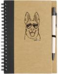 Kutya jó jegyzetfüzet Német juhász, környezetbarát 14x18cm + toll, 60lap vonalas, natúr/fekete