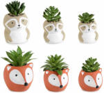 Decorer Set 6 plante artificiale in ghiveci ceramica 10x13x14 cm, 9x10.5x11 cm, 8x10x10.5 cm (A54.45.47)