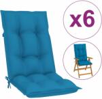 vidaXL Perne scaun cu spătar înalt, 6 buc. albastru 120x50x7 cm textil (314247)