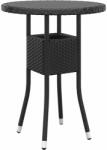 vidaXL Masă de grădină, negru, Ø60x75 cm, sticlă securizată/poliratan (310598)