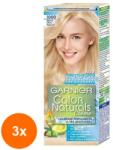Garnier Color Naturals Set 3 x Vopsea de Par Permanenta cu Amoniac Garnier Color Naturals 1000 Blond Ultra Natural, 110 ml