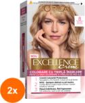 L'Oréal Set 2 x Vopsea de Par Permanenta cu Amoniac L'Oreal Paris Excellence Creme 8 Blond Deschis, 192 ml