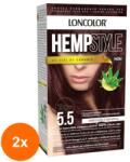 LONCOLOR Set 2 x Vopsea de Par Permanenta Loncolor Hempstyle cu Ulei de Canabis, 5.5 Castaniu Mahon, 100 ml