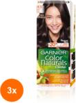 Garnier Color Naturals Set 3 x Vopsea de Par Permanenta cu Amoniac Garnier Color Naturals 4.12 Saten Rece, 110 ml