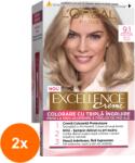 L'Oréal Set 2 x Vopsea de Par Permanenta cu Amoniac L'Oreal Paris Excellence Creme 9.1 Blond foarte Deschis Cenusiu, 192 ml