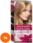 Garnier Set 3 x Vopsea de Par Permanenta cu Amoniac Garnier Color Sensation 7.0 Blond Opal Delicat, 110 ml