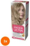 LONCOLOR Set 3 x Vopsea de Par Permanenta Loncolor Ultra 10 Blond Cenusiu, 100 ml