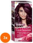 Garnier Set 3 x Vopsea de Par Permanenta cu Amoniac Garnier Color Sensation 3.16 Ametist Profund, 110 ml