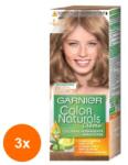 Garnier Color Naturals Set 3 x Vopsea de Par Permanenta cu Amoniac Garnier Color Naturals 7 Blond, 110 ml
