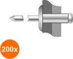 Bralo Set 200 x Pop-Nituri Cap Lat Aluminiu Otel-4.8x 21 BR. 1030004821S (COR-200XBR.1030004821S)