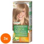 Garnier Color Naturals Set 3 x Vopsea de Par Permanenta cu Amoniac Garnier Color Naturals 8.1 Blond Cenusiu Deschis, 110 ml