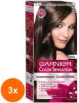 Garnier Set 3 x Vopsea de Par Permanenta cu Amoniac Garnier Color Sensation 4.0 Saten Profund, 110 ml