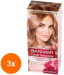 Garnier Set 3 x Vopsea de Par Permanenta cu Amoniac Garnier Color Sensation 8.12 Blond Deschis Cenusiu Irizat, 112 ml