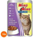 MIAU MIAU Set 18 x Hrana Umeda Pisici Sterilizate Miau Miau, Plic 100 g (ROC-18xMAG1016335TS)