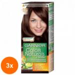 Garnier Color Naturals Set 3 x Vopsea de Par Permanenta cu Amoniac Garnier Color Naturals 4.15 Ciocolata Amaruie, 110 ml