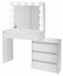 German Masa de toaleta/machiaj, alba, cu oglinda si LED-uri, 115x43x145 cm GartenVIP DiyLine