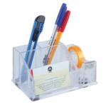 BLUERING Írószertartó 4 rekeszes, 150x95x75mm, ragszalag tépővel műanyag, Bluering® víztiszta (3839114) - tintasziget