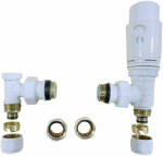 Ths Thermostyle Set robineti radiator tur retur Cayman alb 1/2 x 16 mm + 1/2 x 15 mm