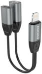 Dudao Adaptor / Convertor Audio + Functie Incarcare, Compatibil cu Mufa Lightning to Compatibil cu Mufa Lightning + Jack 3.5 mm, Dudao, Gri