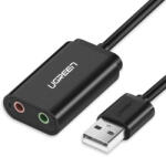 Adaptor / Placa de Sunet / Cablu Audio Extern, USB - Mini Jack 3.5 mm, Ugreen, 15cm, Negru