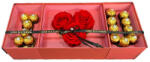 Aranjamente florale - Pachet cadou I Love you, format din 3 trandafiri criogenati si praline Ferrero Rocher, Roz