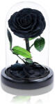 Aranjamente florale - Cupola cu trandafir criogenat XXL pe pat de petale, negru
