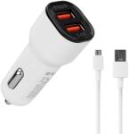 S-Link Autós töltő - SL-EC30M (2db USB, 5V/2.4A/3, 4A, 17W, Micro usb, 100cm adat+töltőkábel, fehér) Mobil (35679)