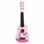ECOTOYS Chitară din lemn pentru copii Pink Butterfly Instrument muzical de jucarie