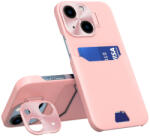 Mgramcases Eco Leather View könyv tok iPhone 14 Plus, rózsaszín