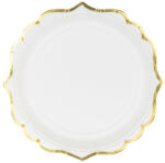 GYD Papír tányér fehér arany szegéllyel 18, 5 cm, 6 db/csomag
