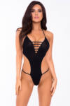 Pink Lipstick V Is For Vixen Bodysuit Black M/L