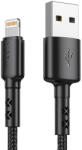Vipfan USB és Lightning kábel Vipfan X02, 3A, 1.8m (fekete) (X02LT-1.8m-black) - scom