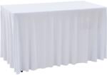 vidaXL Huse elastice de masă cu fustă, 2 buc. , alb, 243x76x74 cm (133586)